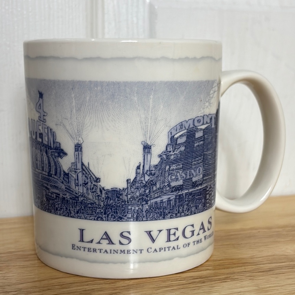 STARBUCKS Las Vegas Souvenir Mug - Blue and White 18oz Mug 2008 edition